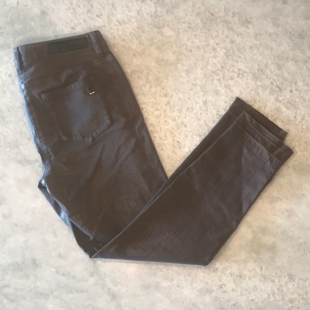 Luisa Cerano Cropped Wax Coated Brown Jean